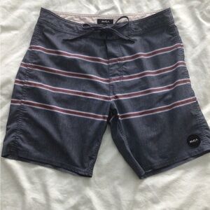 RVCA Men’s Boardshorts Size 30 Striped Drawstring Swim Trunks Surf